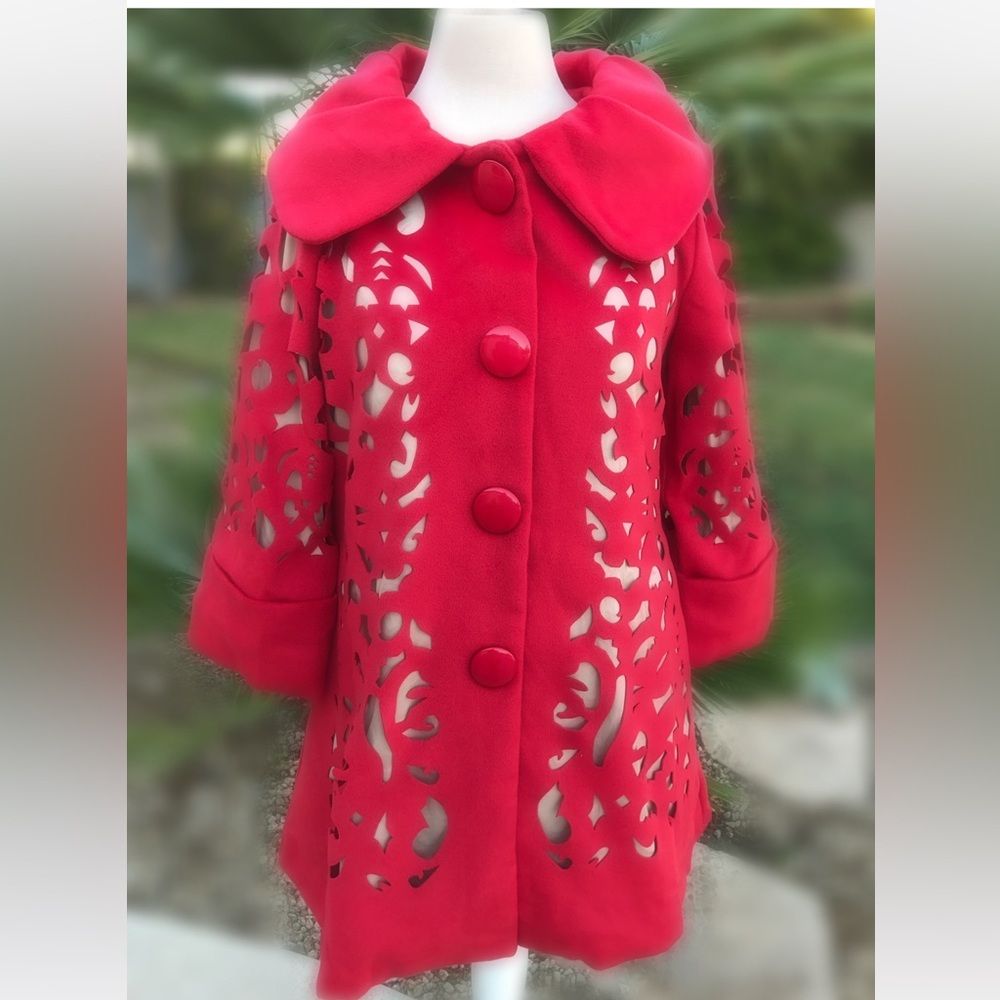RYU Red Lazer Cut Jacket Coat Size Small NWOT